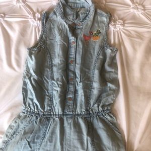 Jean romper with designs and button up
